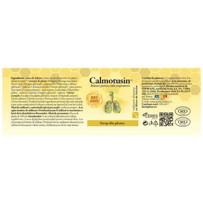 Calmotusin cu miere sirop, extract concentrat