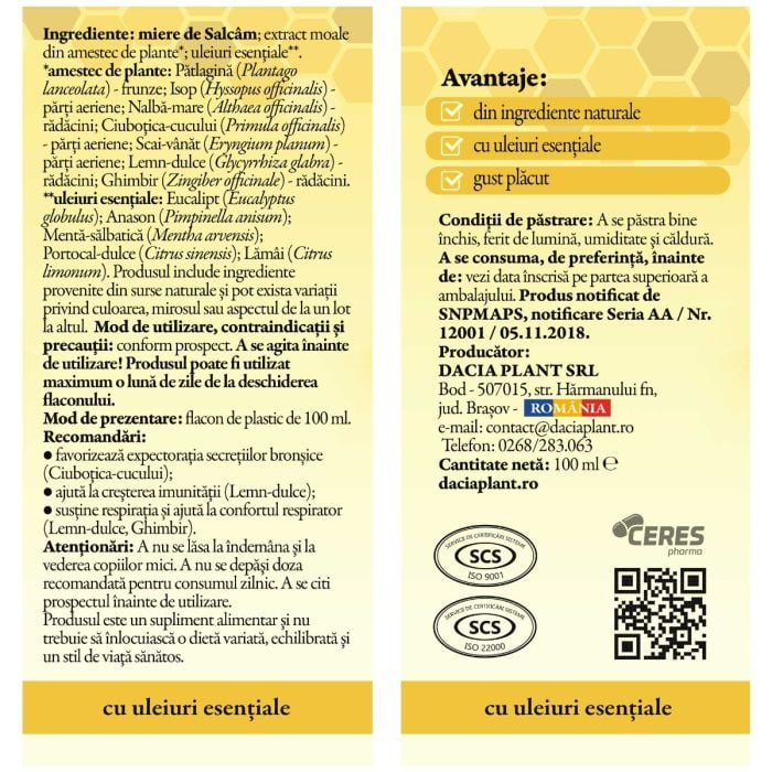 Calmotusin cu miere sirop, extract concentrat