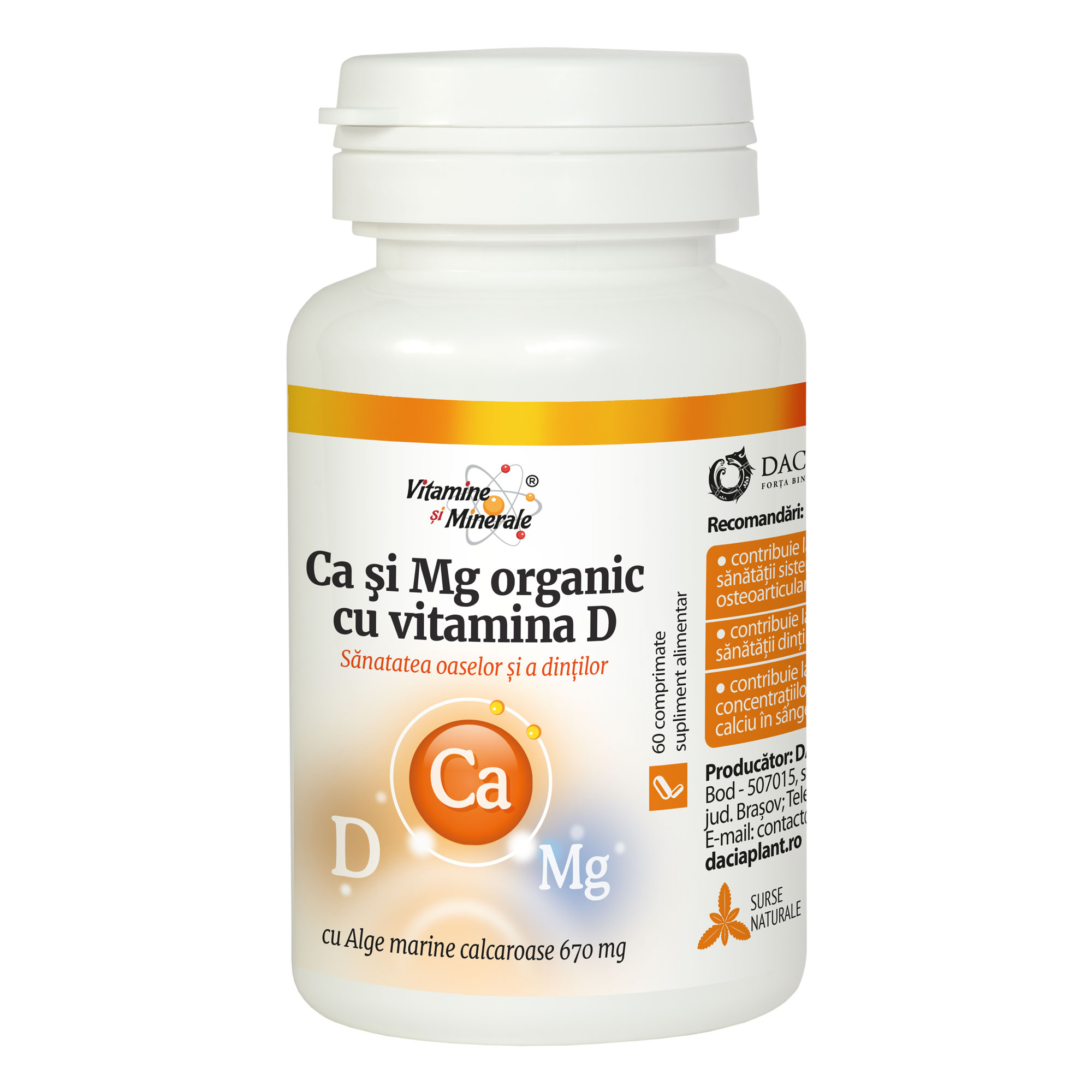 Ca si Mg Organic cu Vitamina D comprimate daciaplant.ro