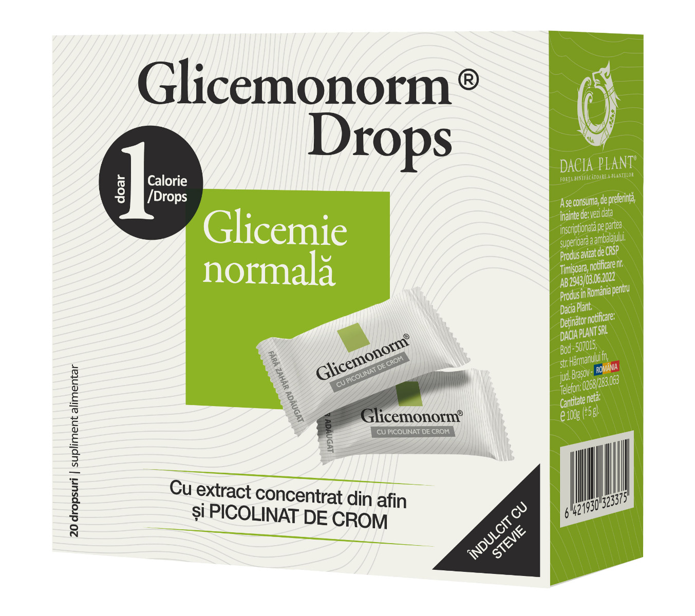 Glicemonorm Drops Mentine Glicemia normala 100g Dacia Plant imagine noua