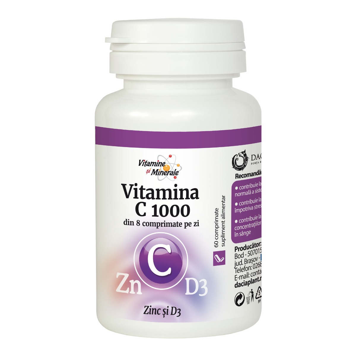 Vitamina C1000 cu Zinc si D3 comprimate daciaplant.ro imagine noua