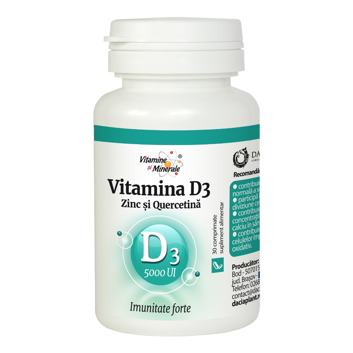 Vitamina D3 5000UI Zinc si Quercetina 30 comprimate daciaplant.ro imagine noua